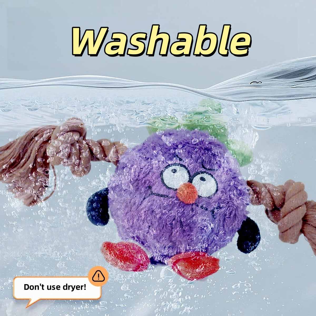 Mangosteen Plush Dog Toy with Squeaker & Rope – Soft, Cuddly & Fun to Chew