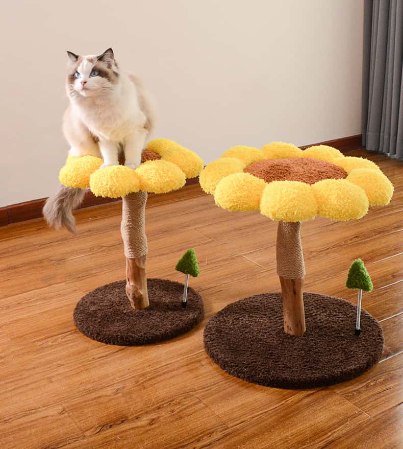Sunflower Solid Wood Cat Tree