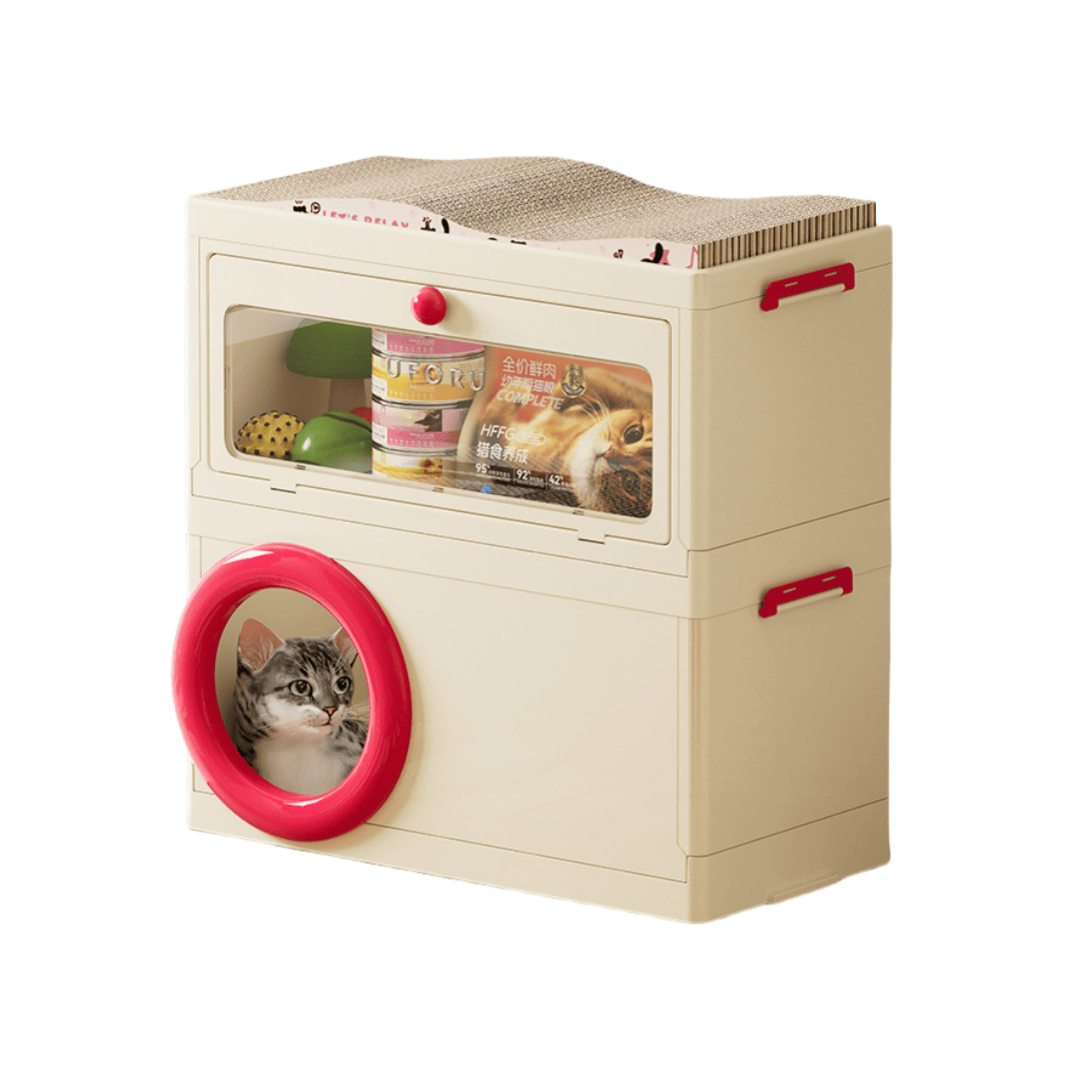 2-in-1 Foldable Cat House & Storage Cabinet