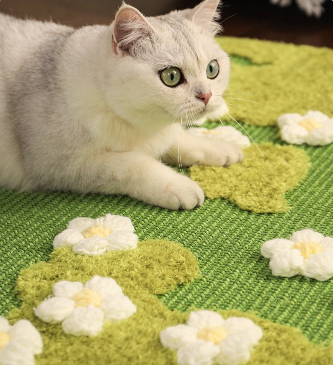 Floral Sisal Cat Scratcher Rug