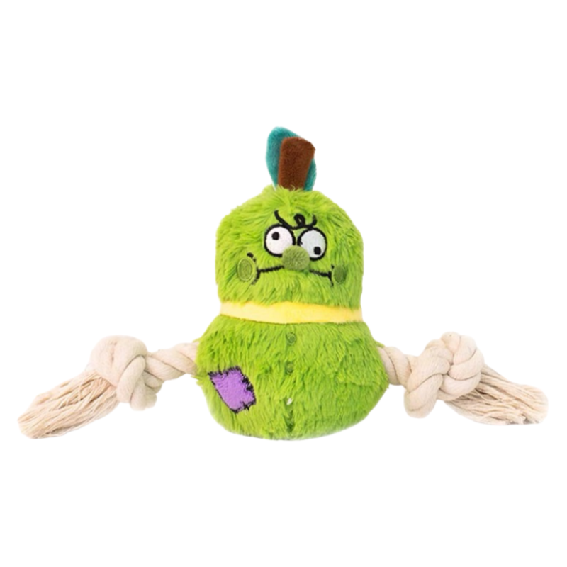 Pear-Shaped Plush Dog Toy with Squeaker & Rope – Soft, Chewy, and Irresistibly Cute
