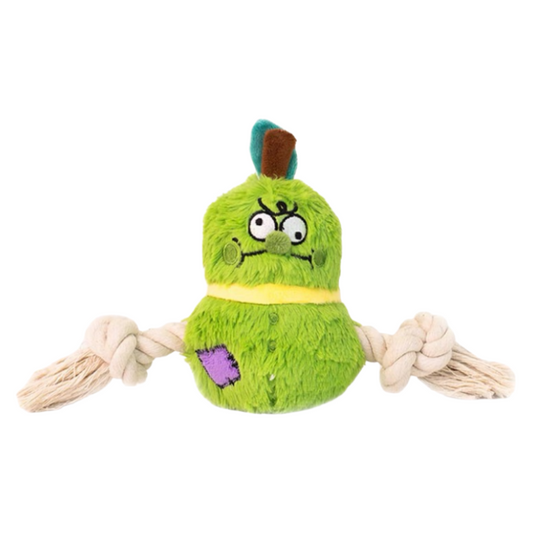 Pear-Shaped Plush Dog Toy with Squeaker & Rope – Soft, Chewy, and Irresistibly Cute
