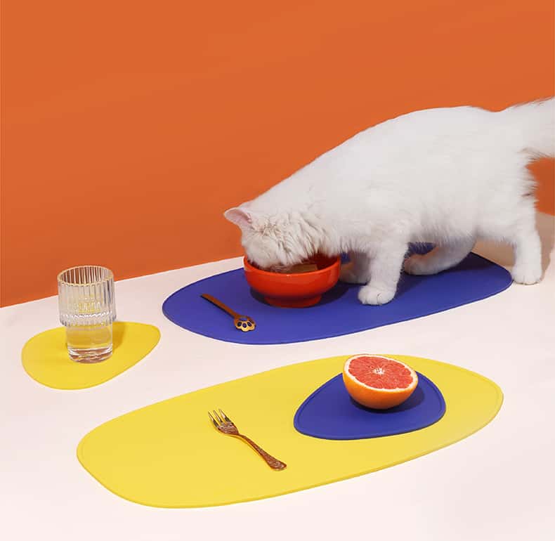 Geometric Colorblock Feeding Mat