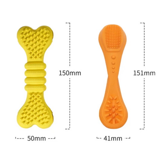 Big Save! Dog Toy Combo – Ball + Bone for Chewing, Cleaning & Treat Fun