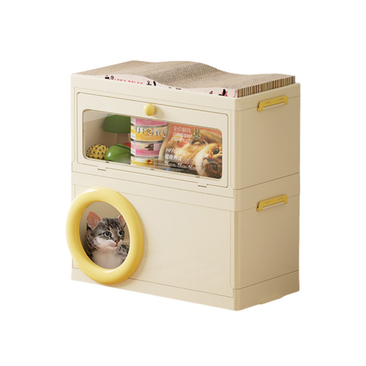 2-in-1 Foldable Cat House & Storage Cabinet