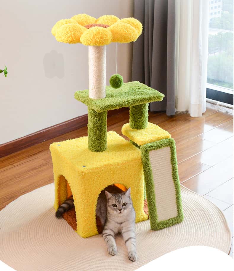 Sunflower Cat Tree with Sisal Scratching Board