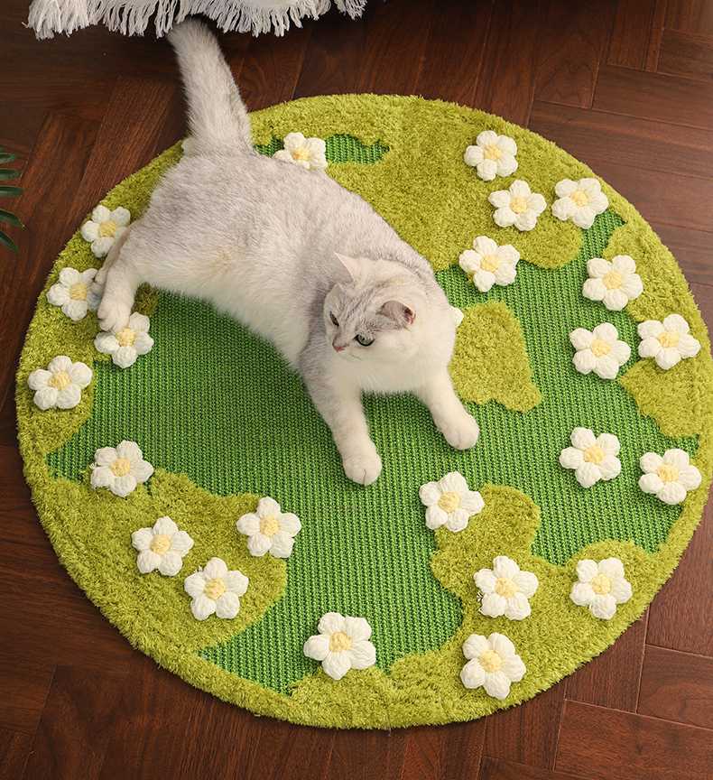 Floral Sisal Cat Scratcher Rug