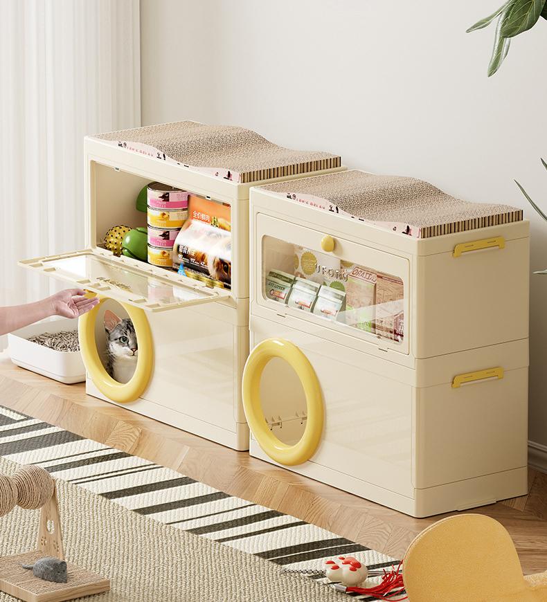 2-in-1 Foldable Cat House & Storage Cabinet