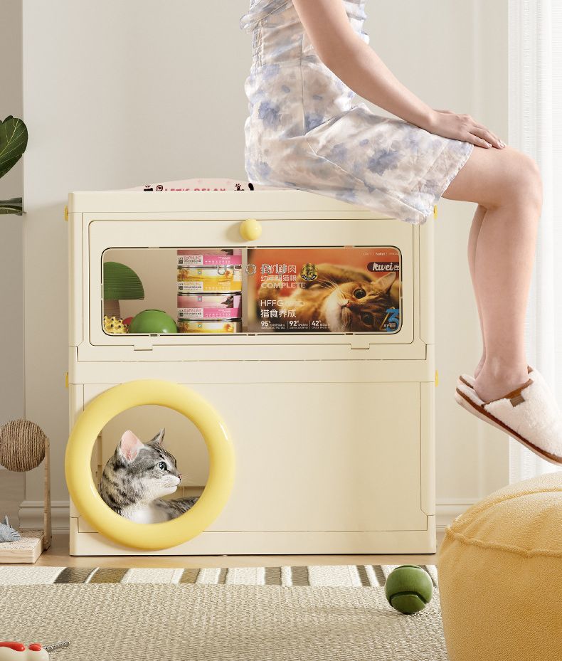 2-in-1 Foldable Cat House & Storage Cabinet