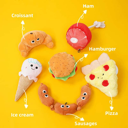Snack Time Squeaky Plush Dog Toys