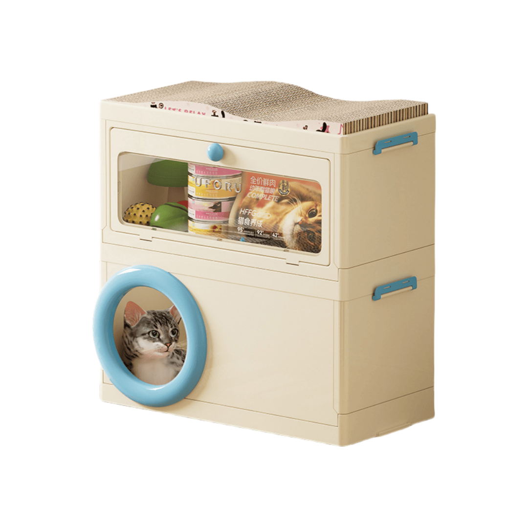 2-in-1 Foldable Cat House & Storage Cabinet