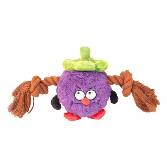 Mangosteen Plush Dog Toy with Squeaker & Rope – Soft, Cuddly & Fun to Chew